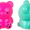 2pc Gummy Bear Squishy Toys - Bright Magenta Turquoise Juicy Jelly Fun Sticky Teddy Pull Squish Sensory Squeeze Fidget Stress Relief Kids Gift Set