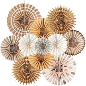 SUNBEAUTY  Hanging Paper Fans Party Carnival Circus Round Pattern Paper Garlands Decoration for Birthday Baby Shower Graduation Summer Party