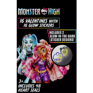 16x Monster High Valentine Exchange Cards w/ Glow-In-The-Dark Stickers & Seals 2-Pack