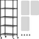 SINGAYE 5 Small Shelf Storage Wire Shelves Closet Bathroom Organizers Metal Pantry Kitchen Garage Shelving Unit Laundry Room Organization Home Narrow Rack Net Basket with Wheels Black