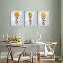 Visual Art Decor Dining Room Wall Art Orange Lemon Fruit Painting Dining Room Wall Decor, Framed Ready to Hang 12x16inchx3Pieces