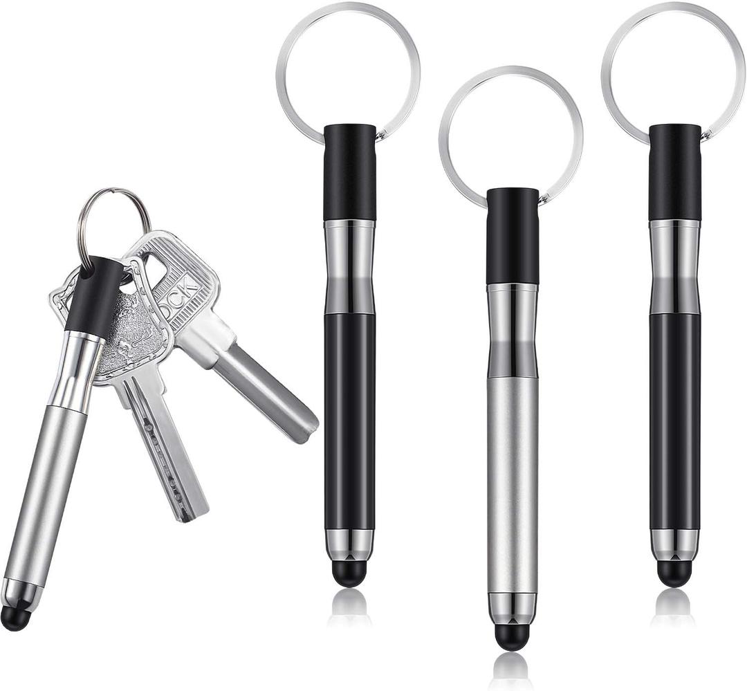 Outus 4 Pieces Mini Stylus Pen with Keyring Loop 3-in-1 Accessory Bullet Capacitive Keychain Stylus Tablet Pen Touchscreen Pen