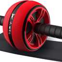 Ab Roller Wheel, Abs Workout Equipment for Abdominal & Core Strength Training, Exercise Wheels for Home Gym Fitness, Wider Ab Machine with Knee Pad Accessories (Red-no resistance rope)