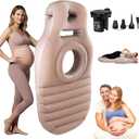 Inflatable Pregnancy Sleep Pillow: for Stomach Sleeping Full Body Mattress with Belly Hole Maternity Airbed for Pregnant Women Pregnancy Rest,Back & Hip Pressure Relief (Khaki)