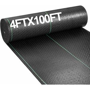 AMAGABELI GARDEN & HOME, 3.2oz 4ft x 100ft Weed Barrier Landscape Fabric Heavy Duty Ground Cover Weed Cloth Geotextile Fabric Durable Driveway Cover Garden Lawn Fabric Outdoor Weed Control Mat