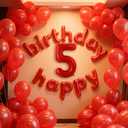 40 Inch Red Foil Number Balloons 5, XXL Large Digits for Birthday, wedding, anniversary, new year Decor, Photoshoot Props, 5-Red-Balloon-US