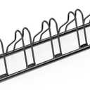 Simple Houseware 5-Bike Floor Storage Rack - Adjustable Bicycle Parking Stand & Garage Organizer for Road and Kids Bikes, Black
