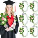 6 Pcs Hawaiian Graduation Lei 47 Inch Class of 2025 Graduation Artificial Flower Lei Rose Leaf Necklaces Wreath Garland Gift for Hawaiian Wedding School Ceremony Luau Party Supplies