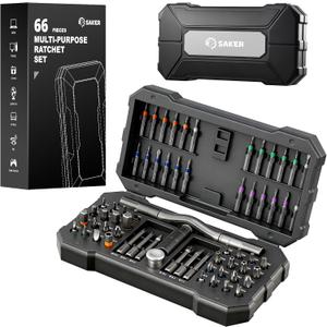 Saker 66 in 1 Magnetic Screwdriver Set Portable Multi Bit Ratcheting Screwdriver Kit with Detachable Handle for Home Electronics,Computer,Furniture, Bike,DIY,Gifts