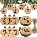 Gerrii 48 Pcs Christmas Music Ornaments Wood Treble Clef Music Hanging Sheet Nativity Ornament Bulk DIY Craft Cutouts Musical Gift Tags with Rope for Christmas Tree Decoration (Brown)