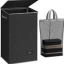 SOLEDI Laundry Hamper with Lid 90L Large & Tall Collapsible Laundry Basket, Clothes Hamper with Bag Removable Easy to Carry, Dirty Hampers for Bedroom, Bathroom, Dorm, College, Dark Grey