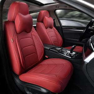 Martha Red Car Seat Covers Front Pair, Breathable Leather Automotive Front Seat Covers for Comfortable Driving, Universal Auto Interior Fit Most Kinds of Vehicles, SUV, Trucks, Sedans