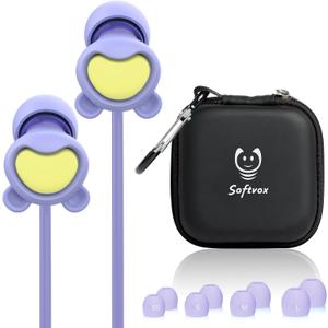 Kids Earplugs (5-12 yrs) with Lanyard  Noise Reduction for Children, Multi-Purpose Noise Sensitivity Ear Plugs for Home, School, Playtime & Beyond - 8 Ear Tips in XS/S/M/L, 26dB Noise Reduce