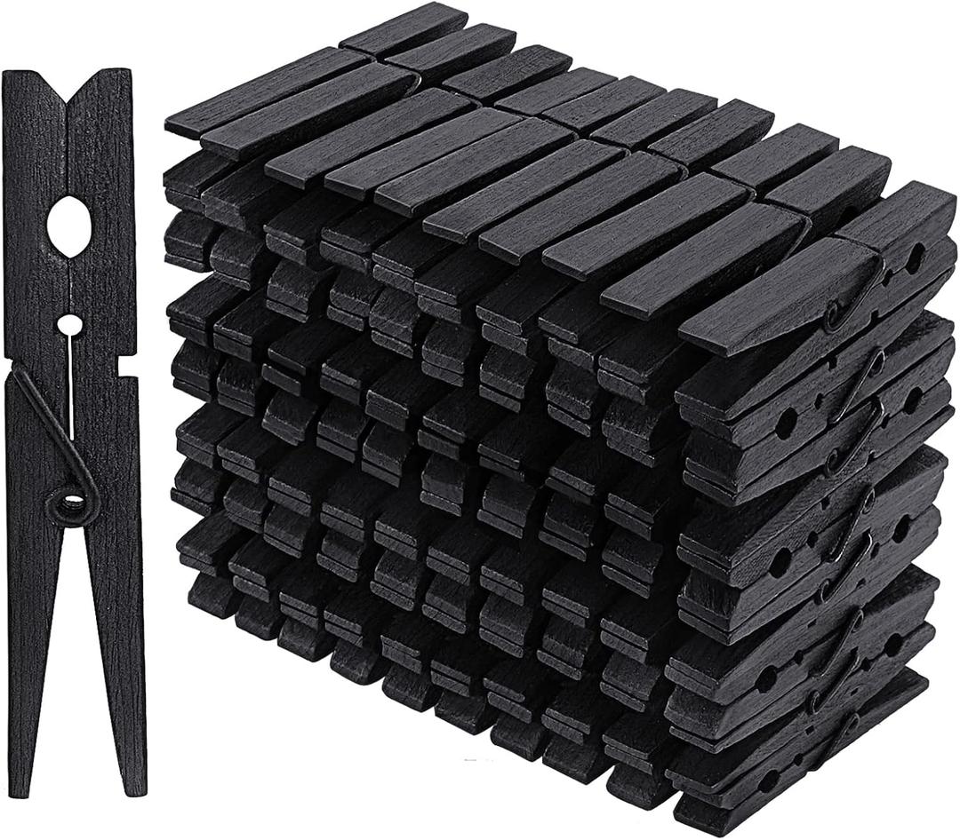 100PCS Clothes Pins Wooden,4" Large Wooden Black Clothespins,Clothespins for Crafts Hanging Clothes Pictures (Black)