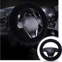 Ziciner Fuzzy Steering Wheel Cover, 15 inch Soft Wool Fur Steering Wheel Protector, Fluffy Wheel Covers for Winter Warm, Car Interior Decoration Accessories for Women Men (Black)
