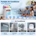 2026 New 4-in-1 Portable Air Conditioner, Sound 30dB Mini AC Unit, 12H Runtime, 1000ML Evaporative Air Cooler, 3 Speed & 2 Mist, Remote, USB, Timer, 7-Color LED for Bedroom Office Car - 1 PCS