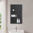 IDYLLOR Recessed Medicine Cabinet No Mirror - 14x24 Bathroom Storage Wall Cabinet with 2 Shelves, 304 Stainless Steel Shower Niche, Matte Black Waterproof for Bathroom, Toilet, Vanity