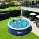 10'*30" Round Inflatable Top Ring Above Ground Swimming Pool Fast Easy to Set Up with 330GPH Filter Pump, Pool Cover and Ground Cover for Summer Outdoor Garden Backyard Childen Adults