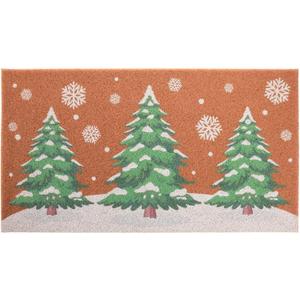 Tinideya Christmas Welcome Front Doormat, Xmas Non Slip Outdoor Mat Rug with Christmas Snowflake Decoration Pattern for Farmhouse Home Entrance Decor Yard Floor Patio, 17 x 30 Inches(Xmas Tree)