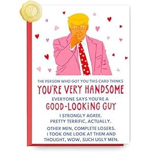 Valentines Day Card Gifts for Him Husband, Funny Romantic Valentine's Day Cards for Men Women, 5x7 Inch with Envelope (Pink Red)