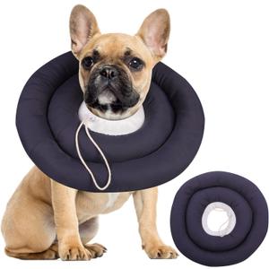 IDOMIK Dog Recovery Collar, Waterproof Soft Dog Cone After Surgery, Comfy Protective Elizabethan Collar Alternative for Dogs Cats, Adjustable Pet Neck Donut Cone Anti-Licking Biting Wounds,Grey, L