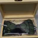RBOCOTT Handmade Feather Pre-tied Bow tie and Brooch Sets for Men (Light Green)