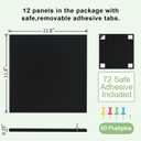 Large Cork Board for Wall 12 Pack, Bulletin Board 48" X 36", Felt Board Wall Tiles with 72 Damage-Free Removable Pads & Push Pins, Alternative Pin Board Cork Board for Office Home, Black