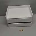 Bamboo Desk Organizer with Drawers Wooden Desktop Storage Drawers for Bills Office Supplies Kitchen Utensils Organizing Tool for Home Classroom Organization No Assembly (2 Drawers, White)