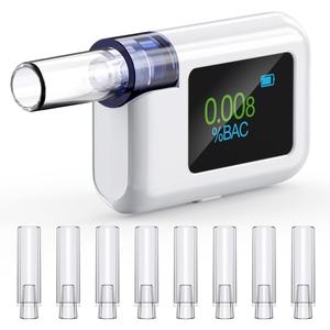 Portable Breathalyzer, Digital Alcohol Breathalyzer for Personal Use, Breathalyzer Test for Alcohol, Breathalyzers for Alcohol Screening with Tri-Color BAC Display-8 Mouthpieces