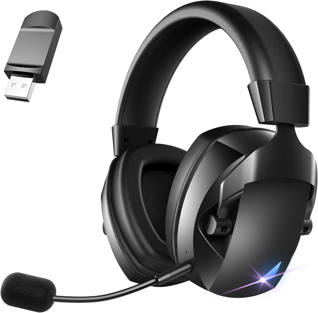 Wireless Gaming Headset for PS5, PS4, PC, Nintendo Switch, 2.4GHz USB Gaming Headphones, Bluetooth 5.3, 50H Battery, Noise Canceling Microphone, ONLY 3.5mm Wired Mode for Xbox Series (Black)