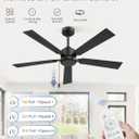 ZMISHIBO 52 Inch Ceiling Fan No Light with Pull Chain, Modern Ceiling Fan without Lights, 6-Speeds, Quiet DC Motor, Remote Control, Black Ceiling Fan for Bedroom, Living Room, Indoor/Outdoor Use