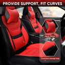 Car Seat Covers Full Set, Breathable Leather Automotive Front and Rear Seat Covers & Headrest for Reduce The Driving Fatigue, Compatible with Most Vehicles, Cars (Black&Red, Front Pair and Rear)
