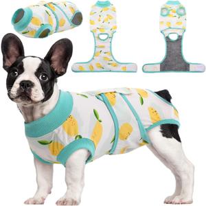 Kuoser Recovery Suit for Dogs Cats After Surgery, Professional Pet Recovery Shirt Dog Abdominal Wounds Bandages, Substitute E-Collar & Cone,Prevent Licking Dog Onesies Pet Surgery Recovery Suit (XS (Back:8.3-11.4'', Weight:4-7 LB))