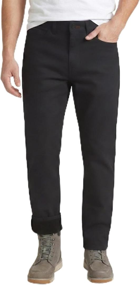 Weatherproof Vintage Fleece Lined Pants Men's - Regular Fit | Soft & Warm, Cold Weather Insulated Canvas Winter Pants for Men (40W x 30L, Black)