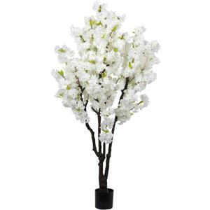 6ft Tall Cherry Blossom Artificial Tree, Handmade White Cherry Tree, Fake Flower Faux Silk Leaves Plant, Artificial Plants for Home Office Indoor Outdoor Party Wedding Christmas Decor