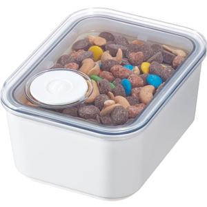 InterDesign iDesign Recycled Plastic Small Dry Goods Kitchen Canister with Airtight Lid  6.34" L x 4.79 W x 2.97 H, White