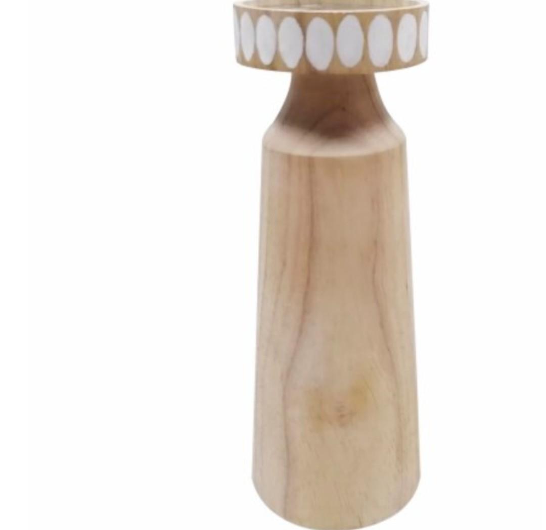 HD Designs Wood Large Candle Holder 10"