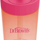 Dr. Brown's Milestones Straw to 360 Convertible Toddler Training Cup Set with Interchangeable Silicone Straw and 360 Degree Cup Lids, Pink Coral, 10 oz/300 mL, BPA-Free, 9m+, 2-Pack