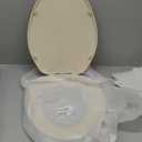 HIGHCRAFT Premium Elongated Toilet Seat with Adjustable Hinges - Molded Plastic Toilet Seat - Fits Standard Elongated Toilets - Oval Seat in Bone/Beige