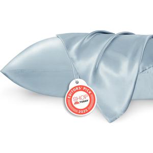 Bedsure King Size Satin Pillowcase Set of 2 - Celestial Blue Silky Pillow Cases for Hair and Skin with Envelope Closure, Similar to Silk Pillow Cases, Gifts for Women Men, 20x36 Inches, 2pcs