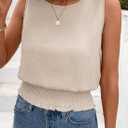 BLENCOT Summer Tank Tops for Women Sleeveless Casual Boho Cami Slim Fit Smocked Bottom Shirts (M)