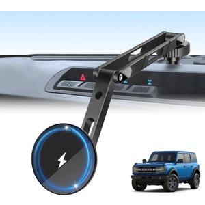 Wireless Charging Phone Mount for Ford Bronco 2021-2026 2/4 Door, Aluminum Alloy Phone Holder, Magnetic Wireless Charger for Ford Bronco, for Ford Bronco Accessories with C-C Cable