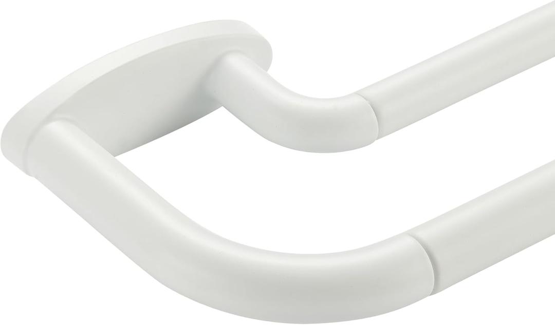 Double Curtain Rods Matte White,Room Darkening Drapery Rod for 28-48 Inches,Adjustable 3/4 Inches Front and 5/8 Inches Back Quality Metal Rod for Window,Wrap Around Design