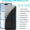 PEHAEL 3+3 Pack for iPhone Air/17 Air Privacy Screen Protector with Camera Lens Protector Full Coverage Anti-Spy Tempered Glass Film 9H Hardness Easy Installation Bubble Free [6.5 inch]