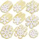 Norme 32 Pcs Christmas Snowflake Iron on Patches Self Adhesive Embroidered Snow Flake Chenille Cloth Patches Sew on Appliques for Clothes Hat Backpacks DIY Decorations, 2 Size (White)