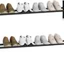 STORAGE MANIAC Long Expandable Shoe Rack, 6 Pairs Metal Wide Stackable Shoe Rack, Adjustable Shoes Shelf, Freestanding Shoes Organizer for Closet, Entryway, Hallway, Garage, Front Door, 1 Tier (Black)