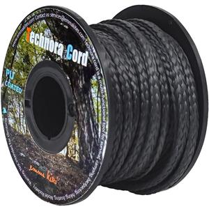 emma kites Black 3.6mm Technora Braided Cord PU Coating Abrasion Flame Resistant, Snare Line Tough Tactical Survival Cord Model Rocket Paracord Assist Cord 2200Lb 30Ft