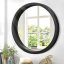 JJUUYOU Circular Wall Mirror Round Mirror for Bathroom Black Small Circle Wall Mounted Mirror for Decor Wood Framed Make up Mirror for Farmhouse Living Room Bedroom 16Inch