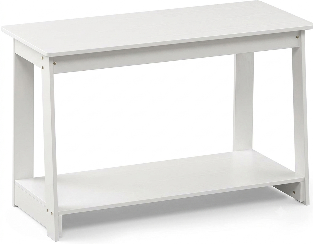 Pemberly Row Engineered Wood TV Stand, Espresso Finish, Fits TV up to 39", 35.43" W x 15.67" D x 21.69" H, Contemporary Design with Bottom Shelf Media Storage, Living Room Entertainment Console, White