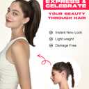 NTYNTY Ponytail Extension – 16” Claw Clip in Ponytail Hair Extensions Natural Soft Synthetic High Pony Tail Hairpieces for Women (Dark Brown with Highlights, 16 inch)